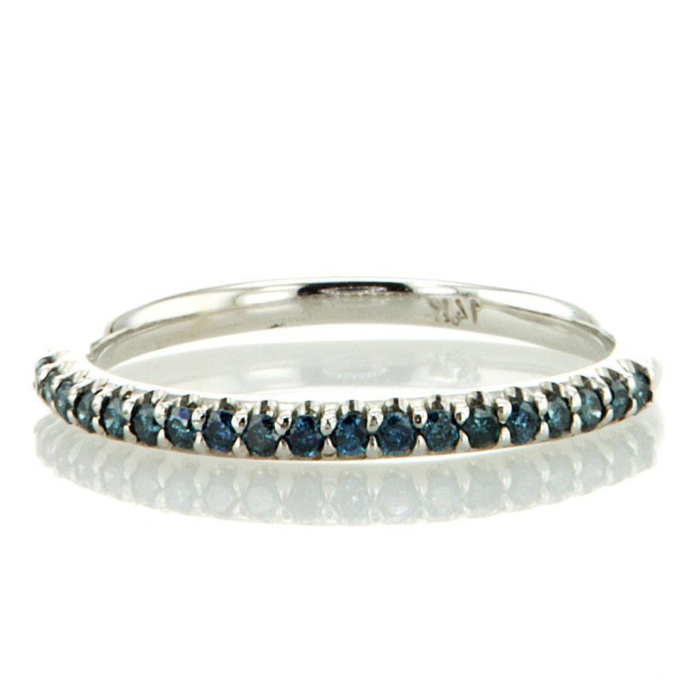 Blue Diamond Wedding Band 14K White Gold 0.20 TCW